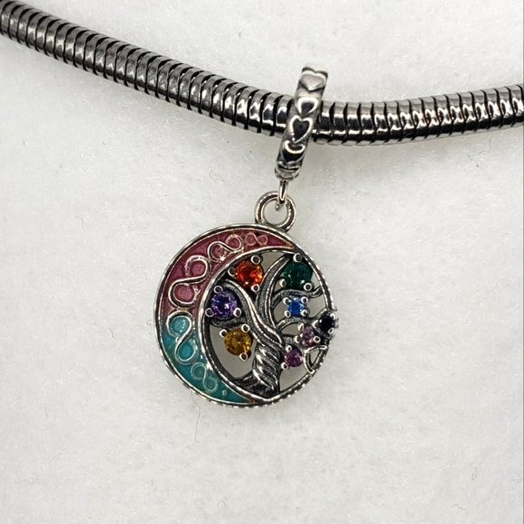 Family Tree Eternal Love Dangle Bracelet Charm 925 Sterling Silver Multicolor - Picture 4 of 8